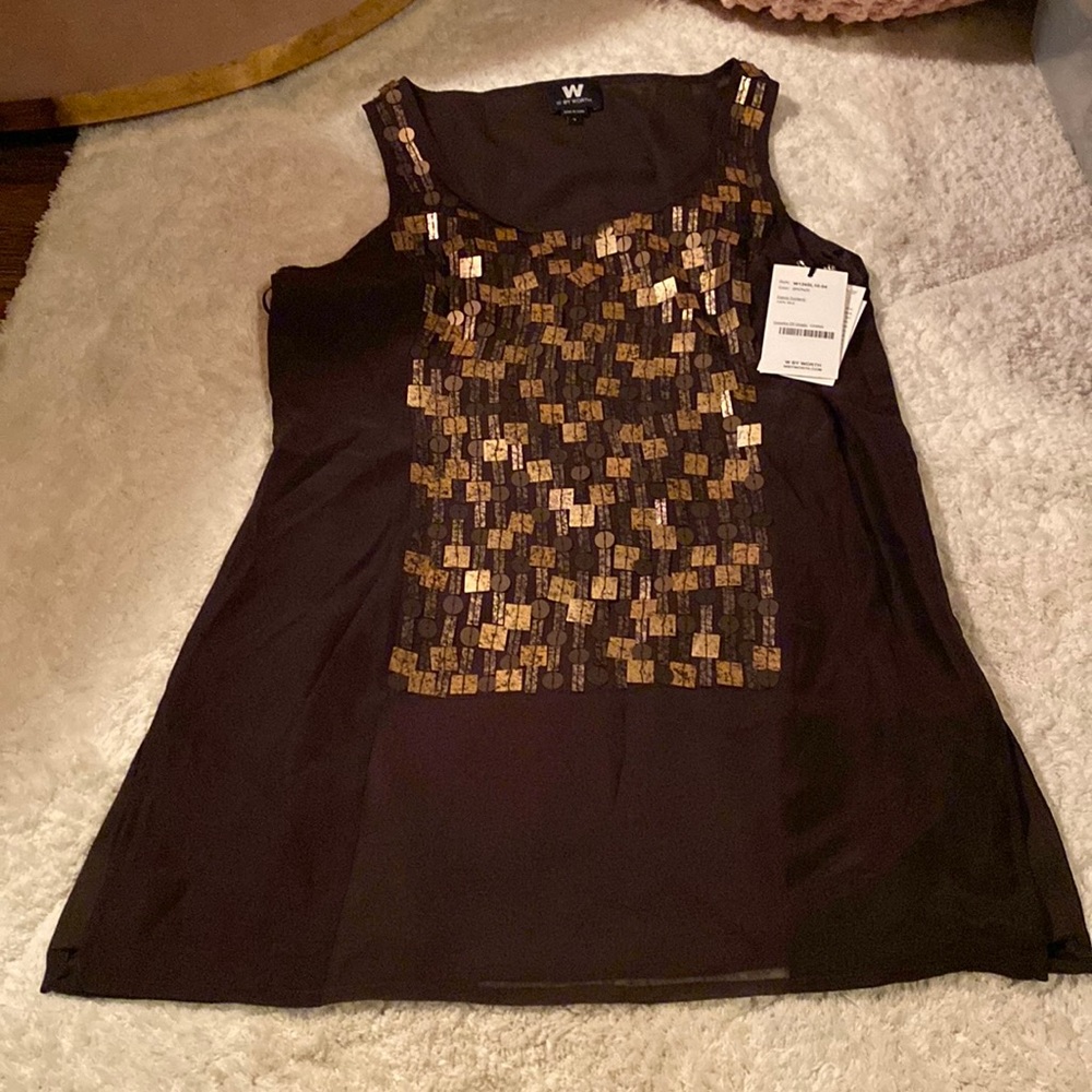 NWT W by Worth silk embellished blouse